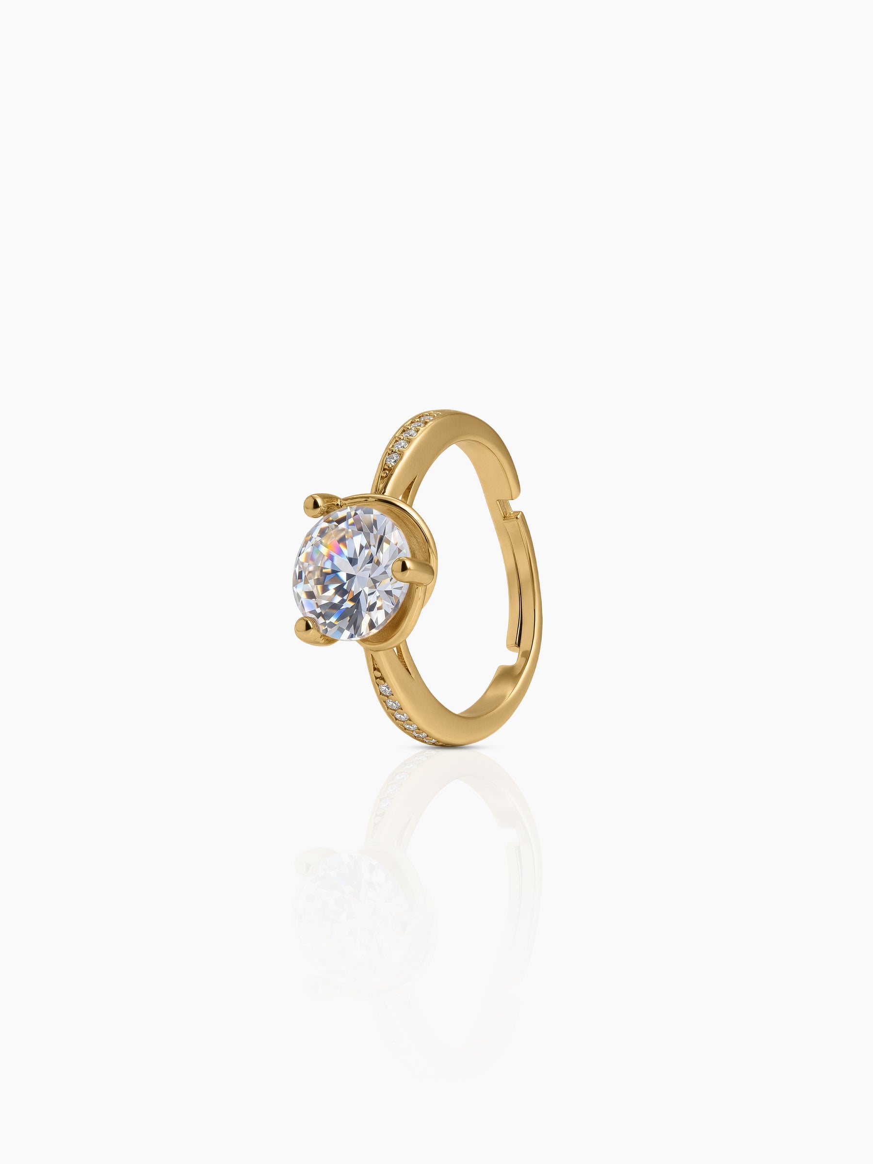 Aurella Solitaire 18K Gold Plated Women's Ring Gold