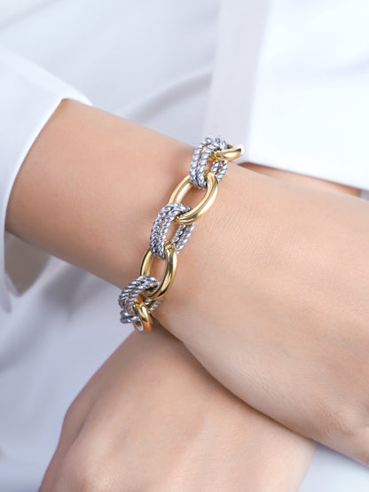 Aurika Dual Tone 18K Gold Plated Link Bracelet
