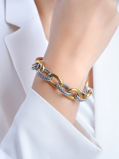 Aurika Dual Tone 18K Gold Plated Link Bracelet
