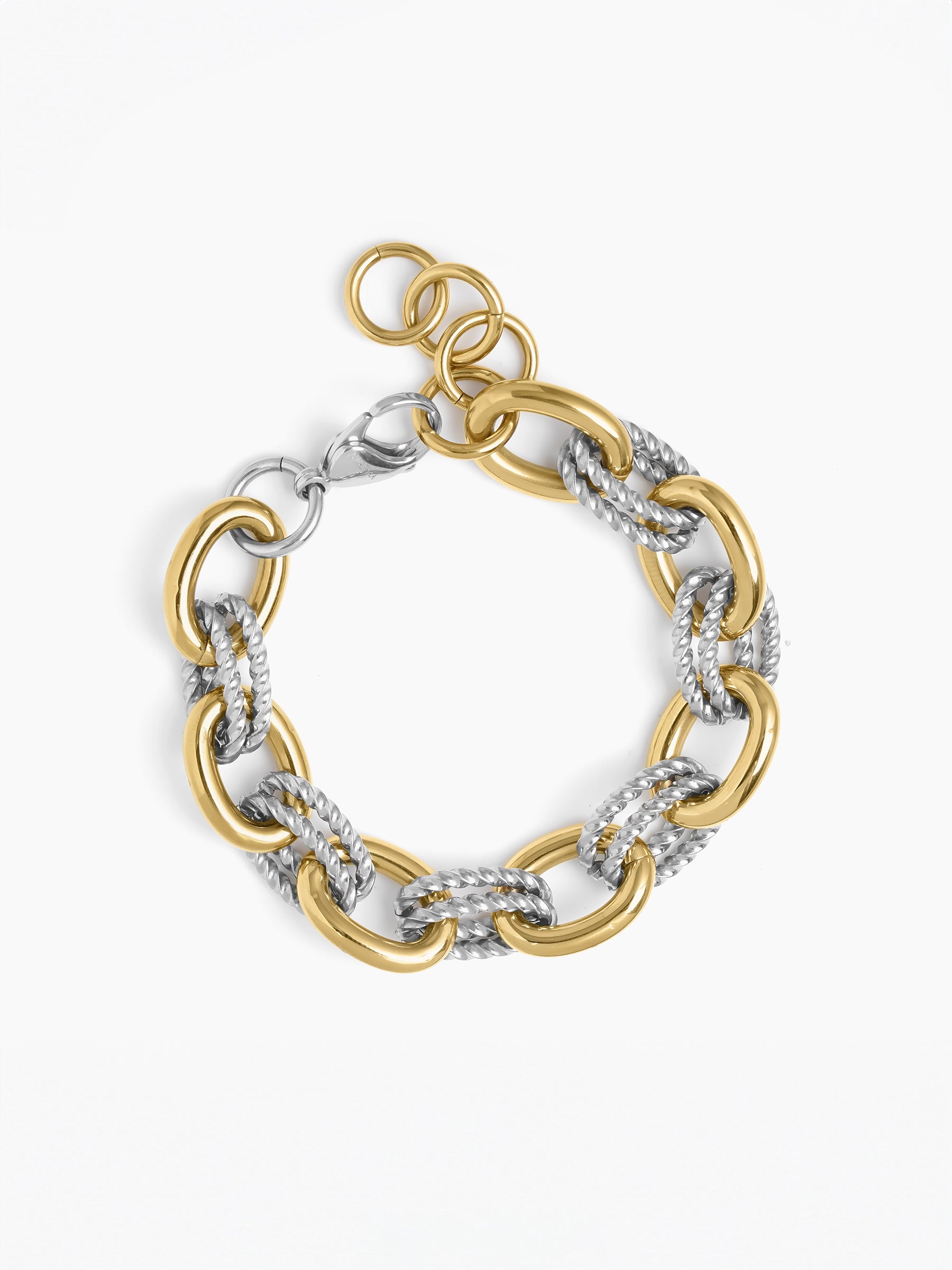 Aurika Dual Tone 18K Gold Plated Link Bracelet Gold - Silver