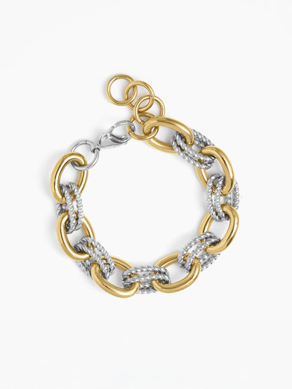 Aurika Dual Tone 18K Gold Plated Link Bracelet Gold - Silver