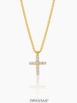 Auron Cross Diamond Men's Chain Pendant 18K Gold Plated
