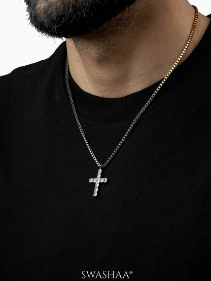 Auron Cross Diamond Men's Chain Pendant