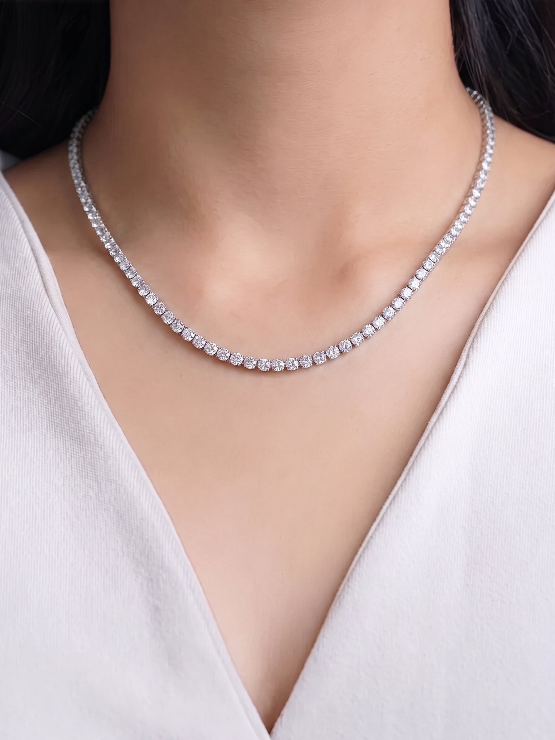 Aurora Diamond Silver Necklace