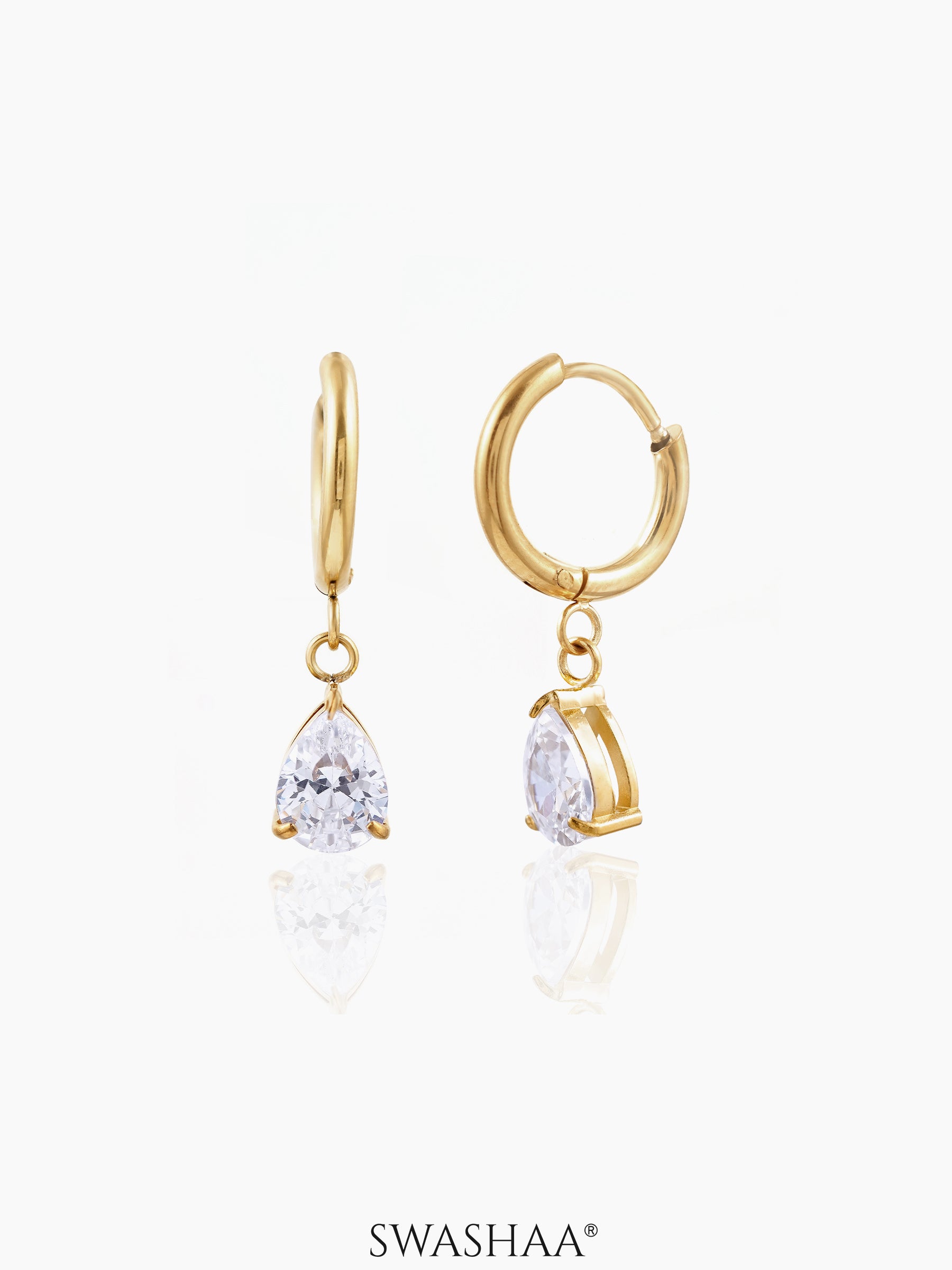 Autumn Solitaire 18K Gold Plated Hoop Earrings Gold