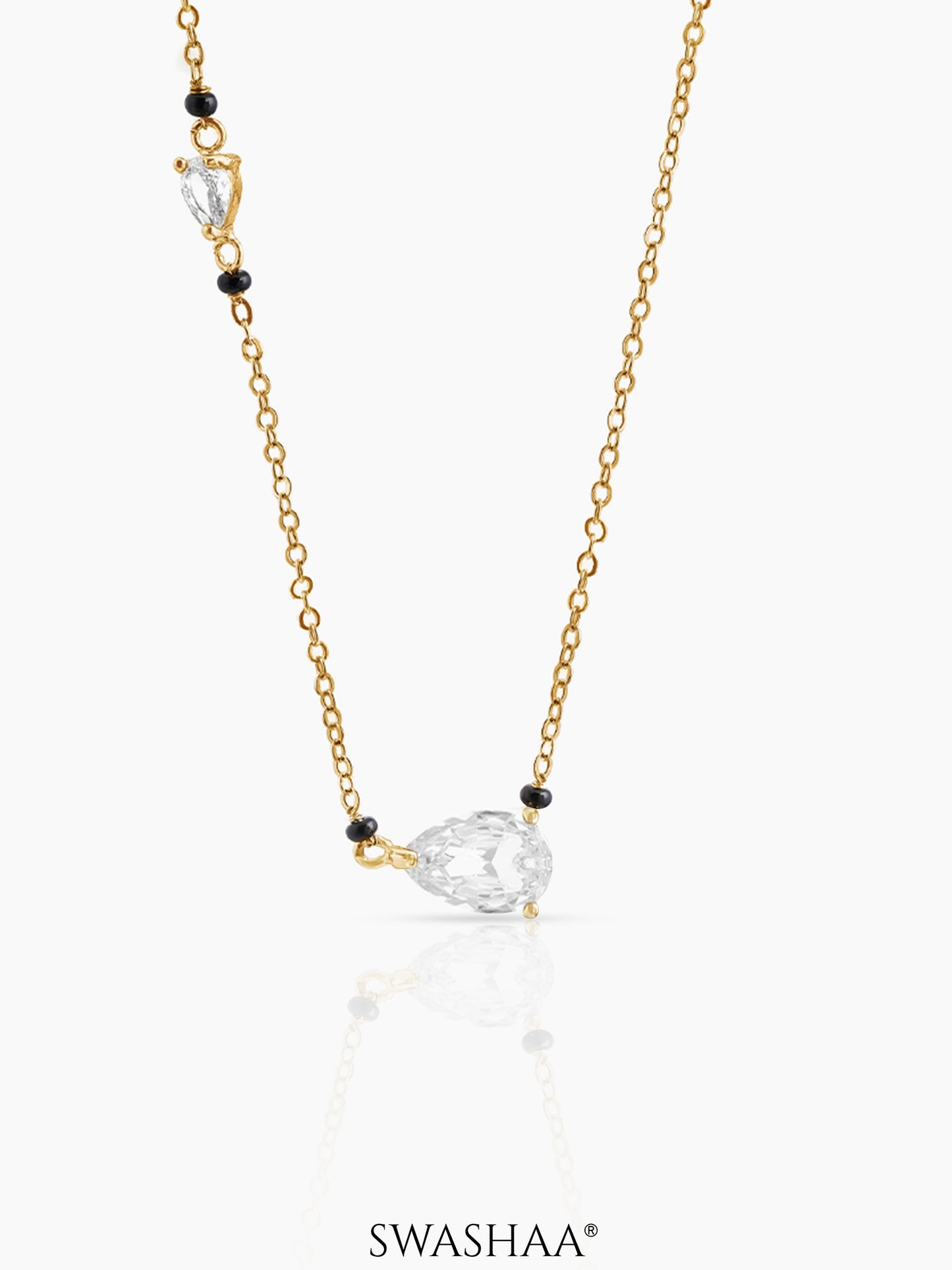 Avanti Pear Solitaire Diamond Mangalsutra 18K Gold Plated