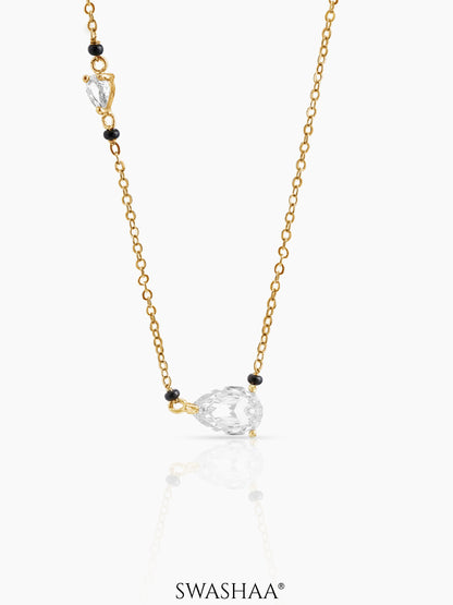 Avanti Pear Solitaire Diamond Mangalsutra 18K Gold Plated
