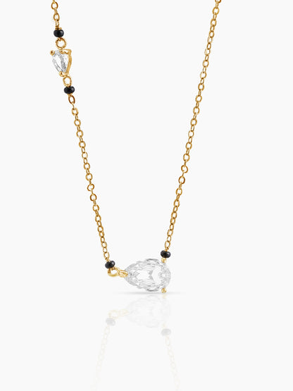 Avanti Pear Solitaire Diamond 18K Gold Plated Mangalsutra Gold
