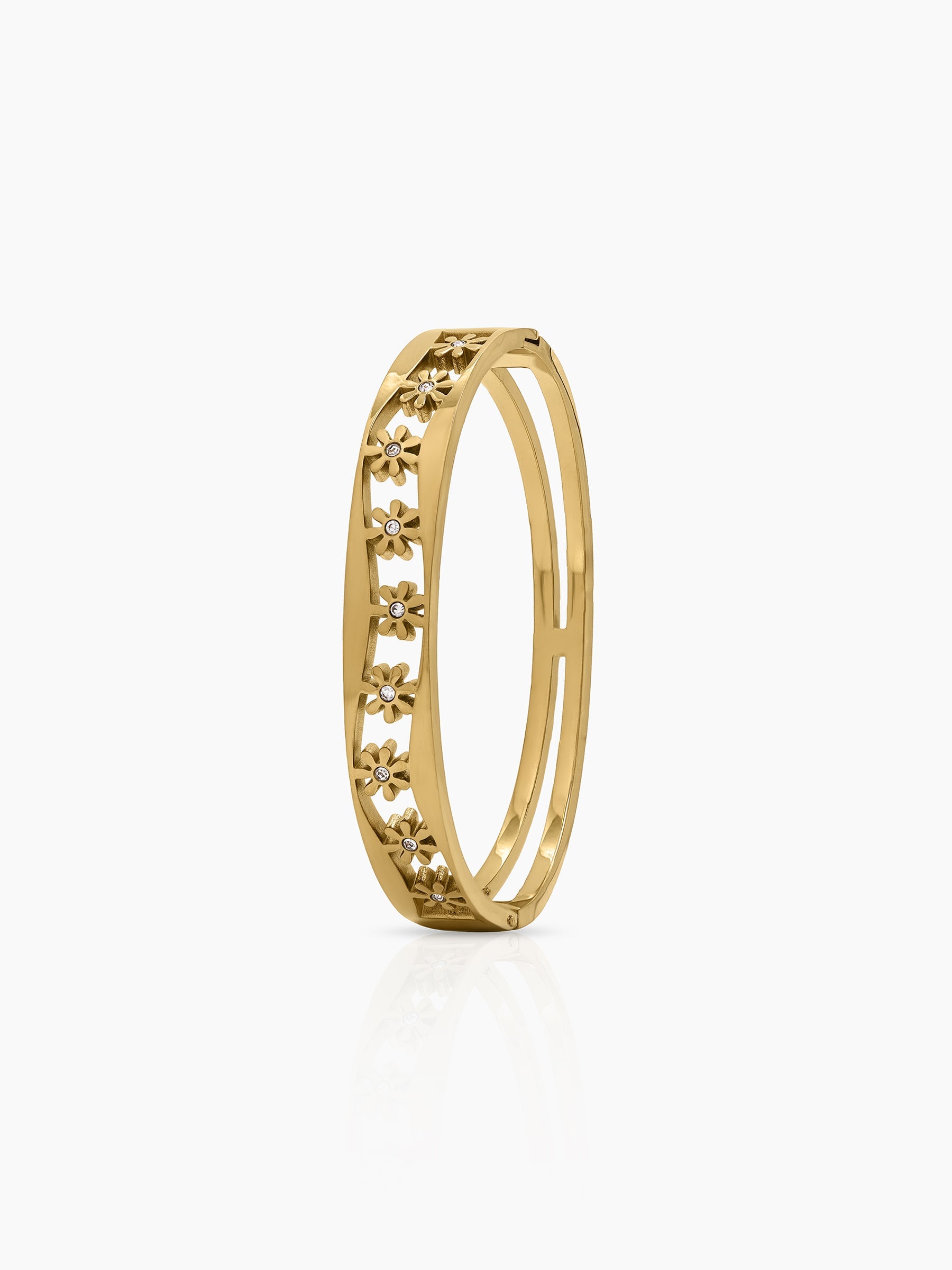 Avelia Diamond 18K Gold Plated Small Wrist Band Bracelet Gold S