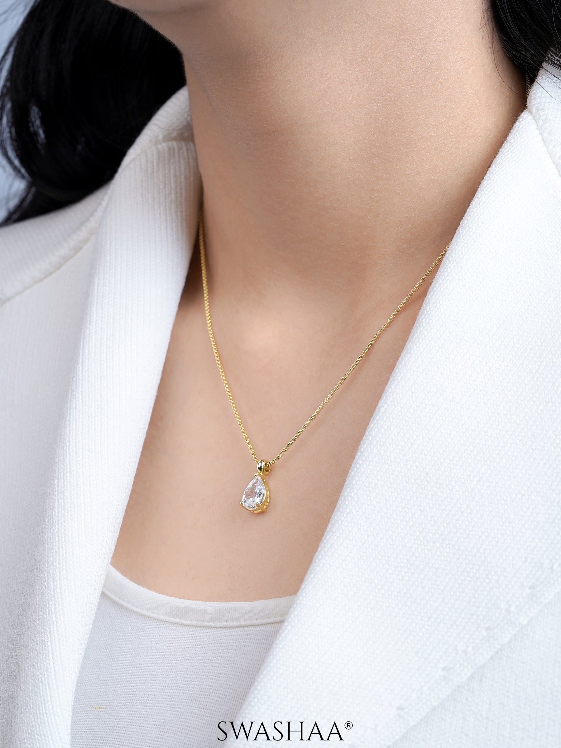 Aveline Tear Drop Solitaire Necklace