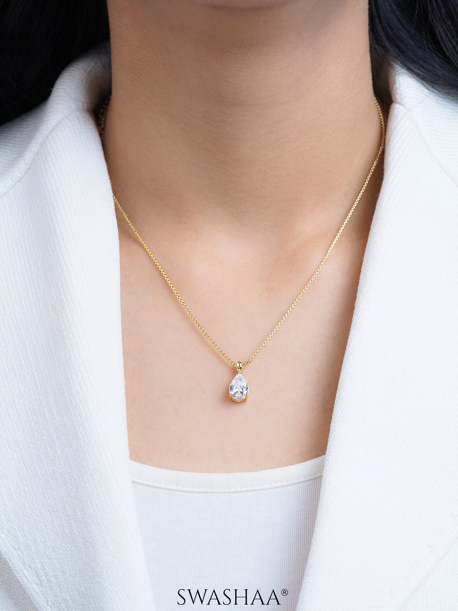 Aveline Tear Drop Solitaire Necklace