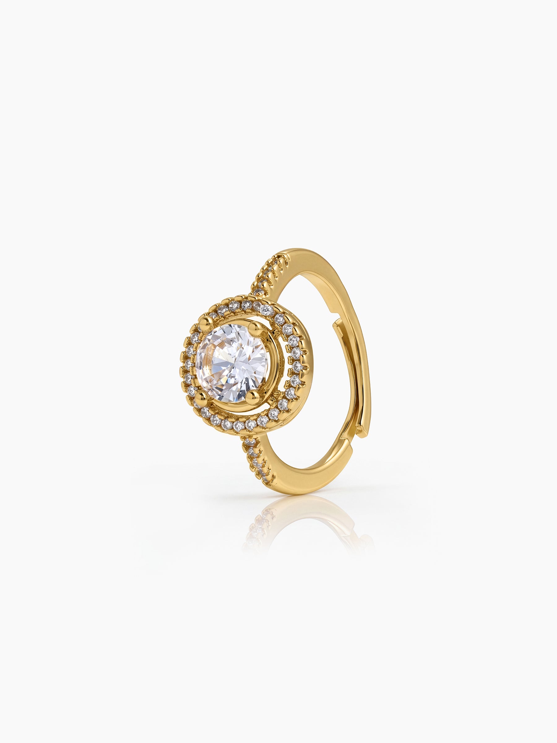 Avelora Solitaire Halo 18K Gold Plated Women's Ring Gold