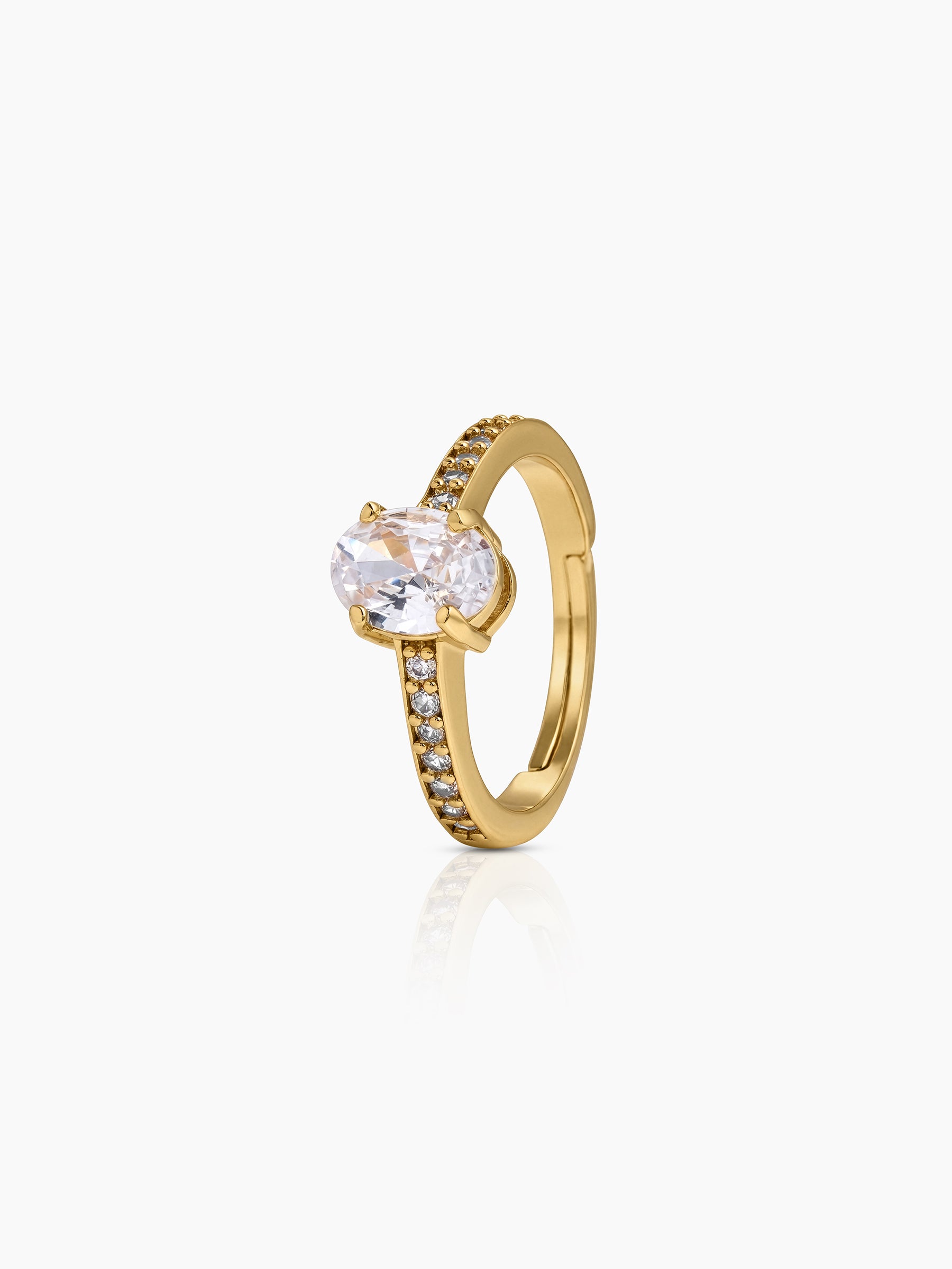 Avenza Oval Solitaire 18K Gold Plated Women's Ring Gold
