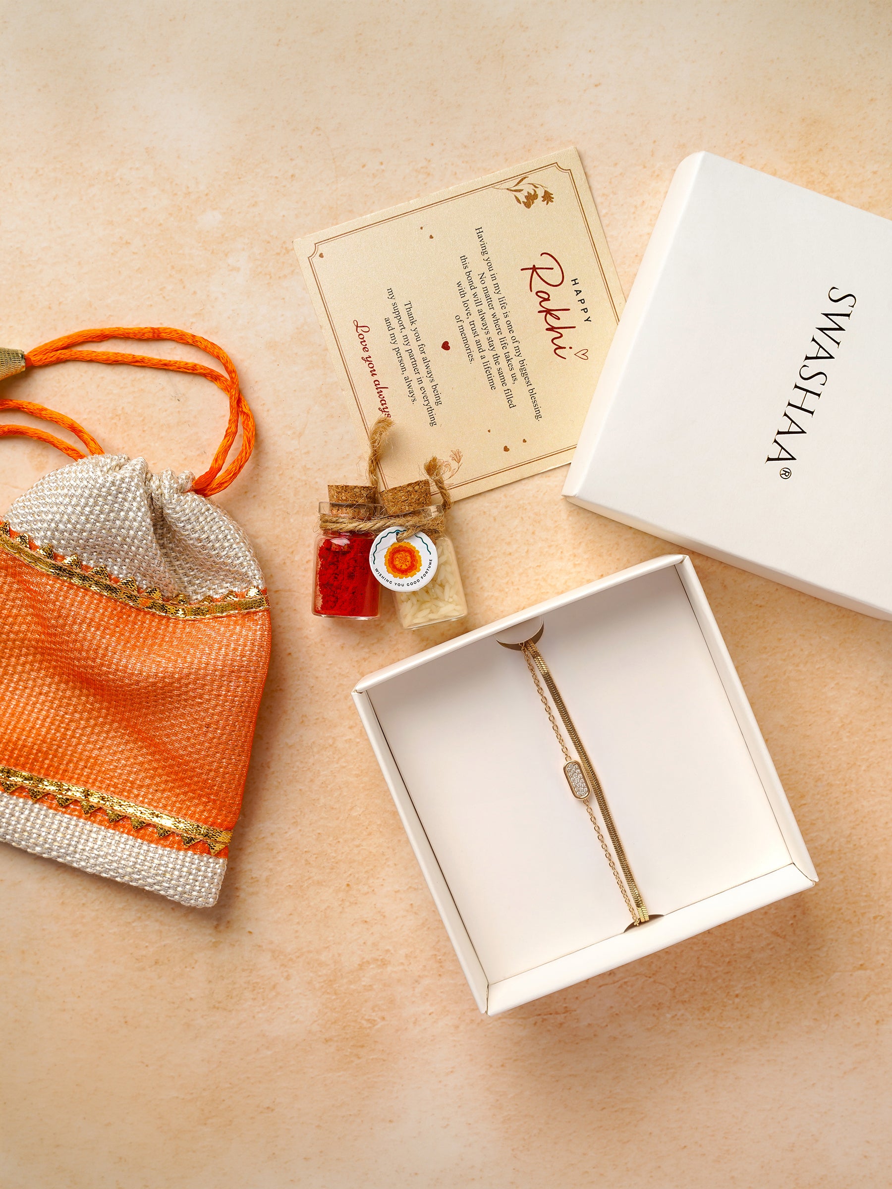 Aviraj Diamond 18K Gold Plated Rakhi