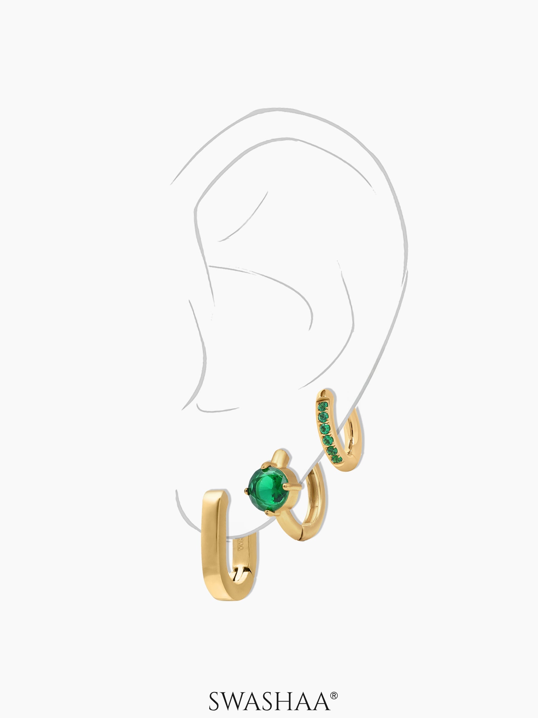 Avya Diamond Women's Earrings Set 18K Gold Plated