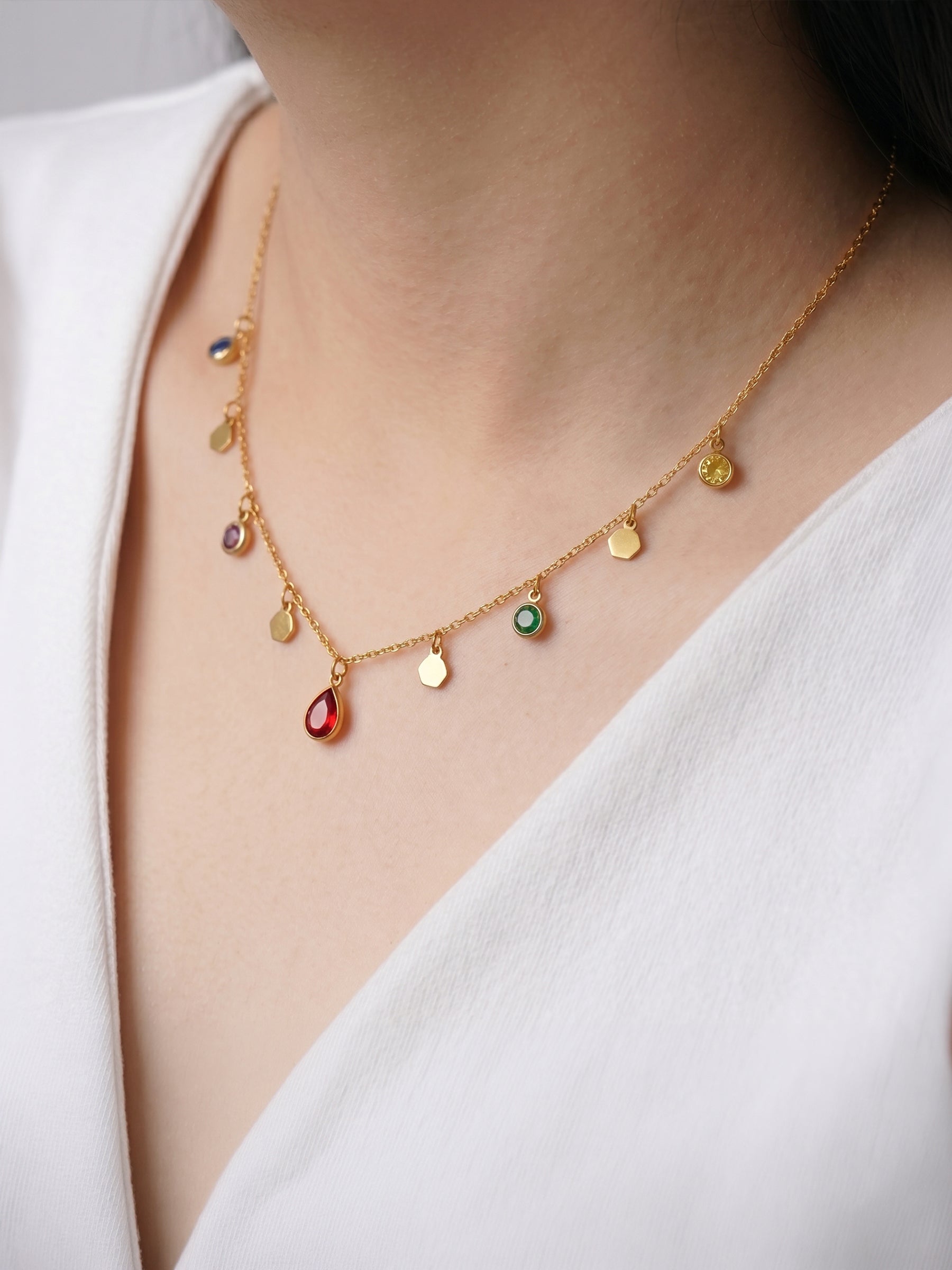 Avyra Multi Hexa Charms Necklace