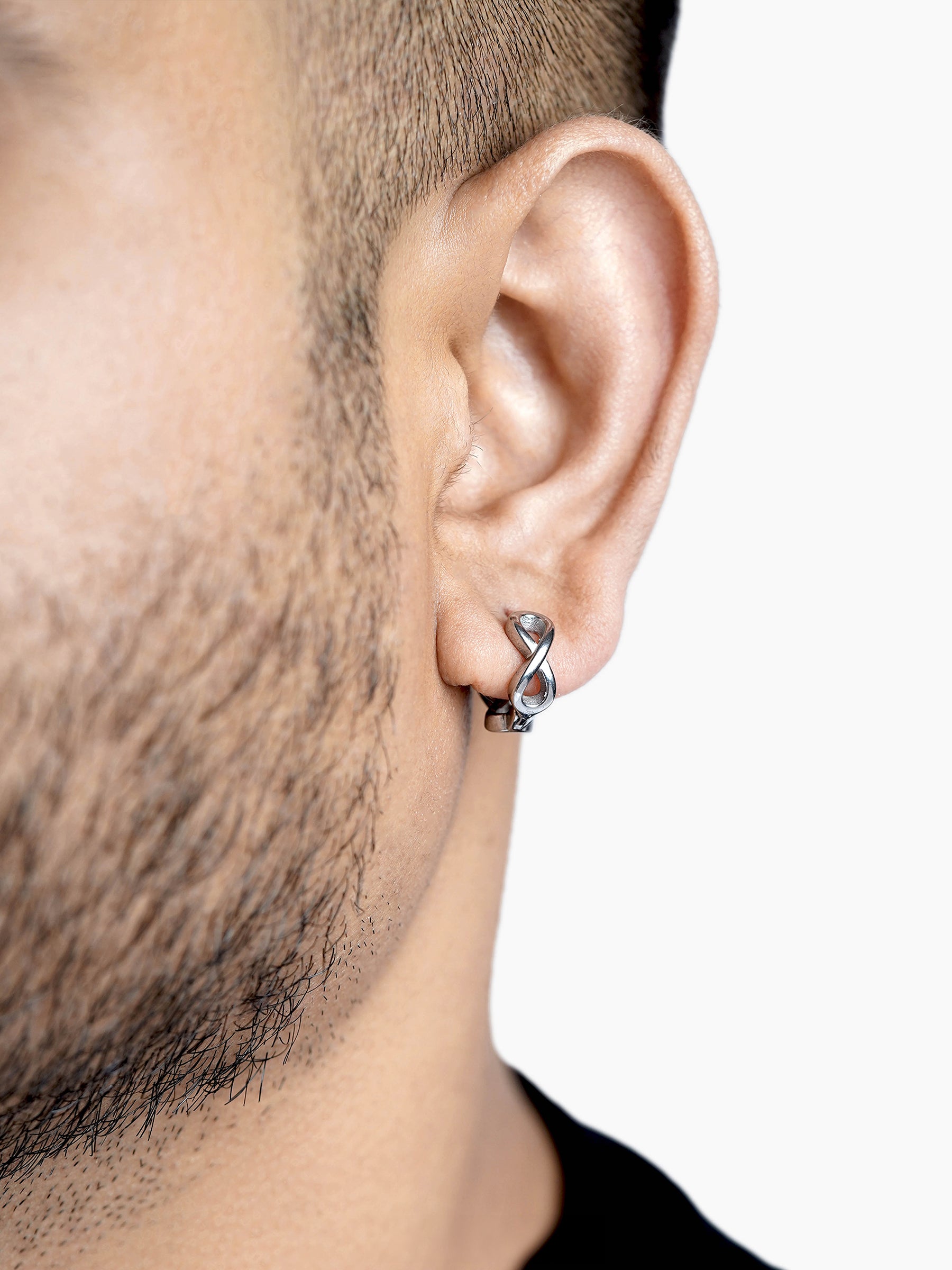 Axel Infinity Silver Men's Hoop Earrings