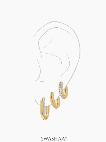 Ayra Women's Hoop Earrings Set 18K Gold Plated
