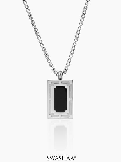 Azren Geometric Frame Men's Chain Pendant Silver