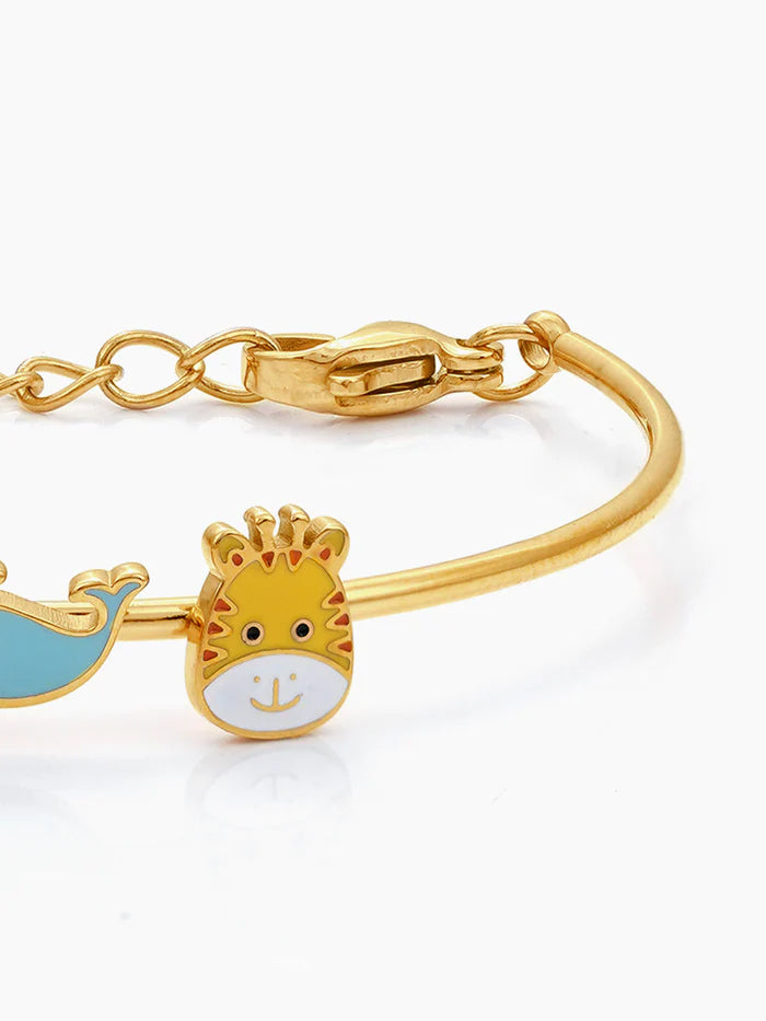 Baby Animal Charms 18K Gold Plated Kid's Kada Bracelet