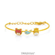 Baby Animal Charms 18K Gold Plated Kid's Kada Bracelet Gold