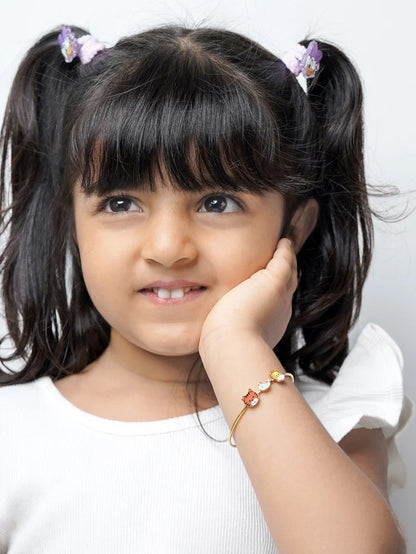 Baby Animal Charms 18K Gold Plated Kid's Kada Bracelet