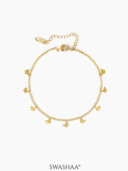 Bambi Butterfly 18K Gold Plated Women's Anklet Gold