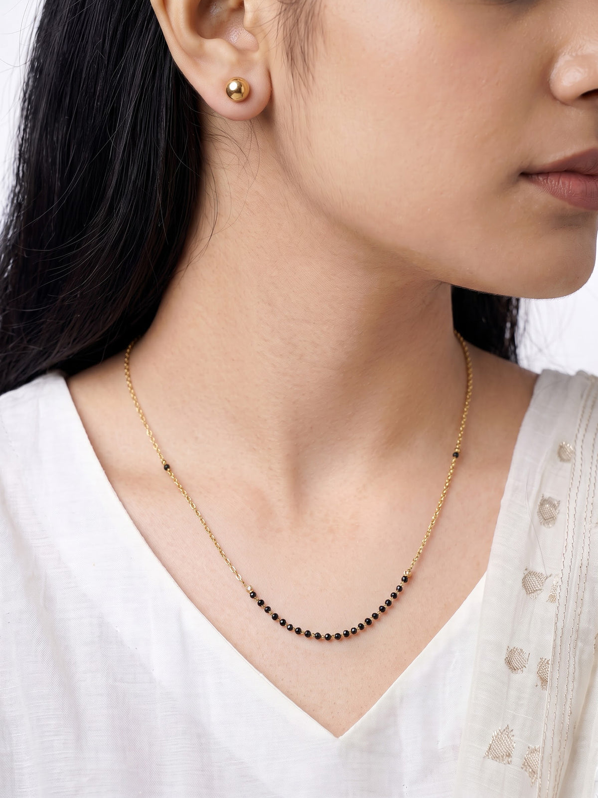 Banari 18K Gold Plated Mangalsutra Jewelry Set Of 2 - Necklace & Earrings