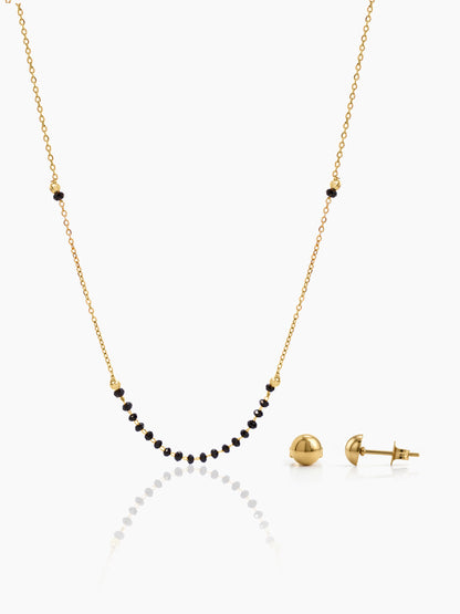 Banari 18K Gold Plated Mangalsutra Jewelry Set Of 2 - Necklace & Earrings Gold