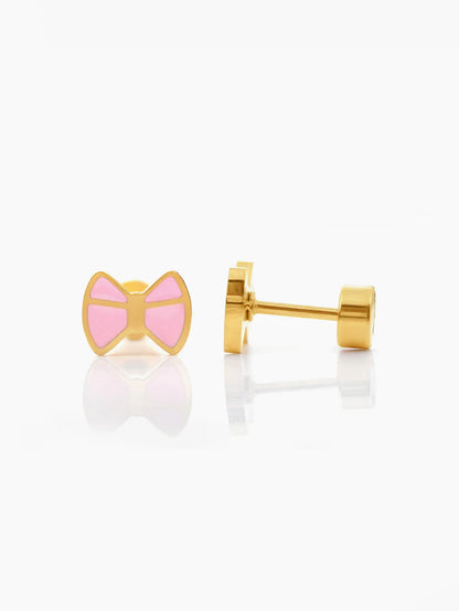 Belle Bow Charm 18K Gold Plated Kid's Earrings Gold