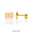 Belle Bow Charm 18K Gold Plated Kid's Earrings Gold