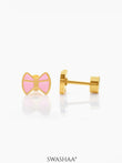 Belle Bow Charm 18K Gold Plated Kid's Earrings