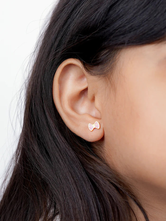 Belle Bow Charm 18K Gold Plated Kid's Earrings