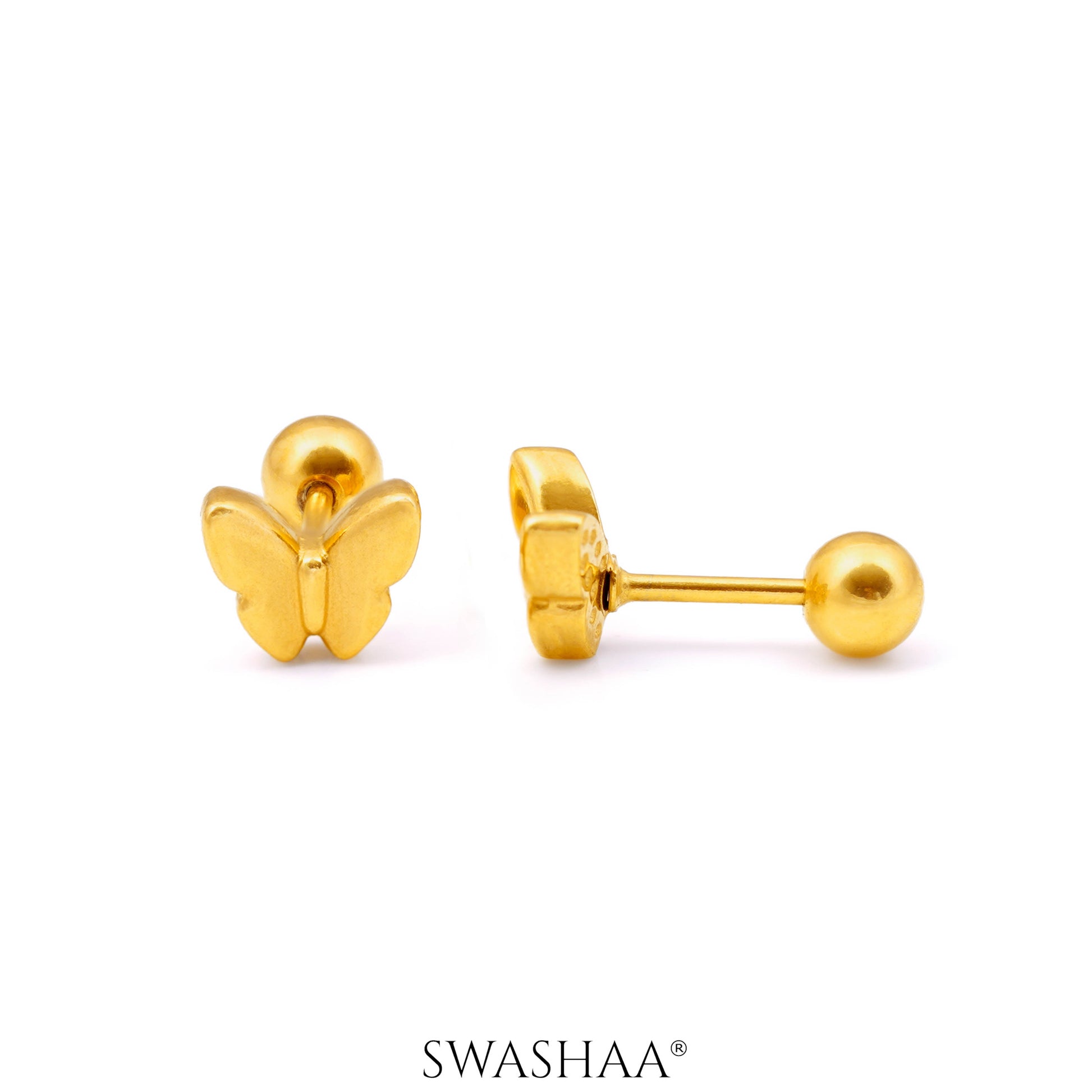 Bill Butterfly 18K Gold Plated Kid's Earrings Gold