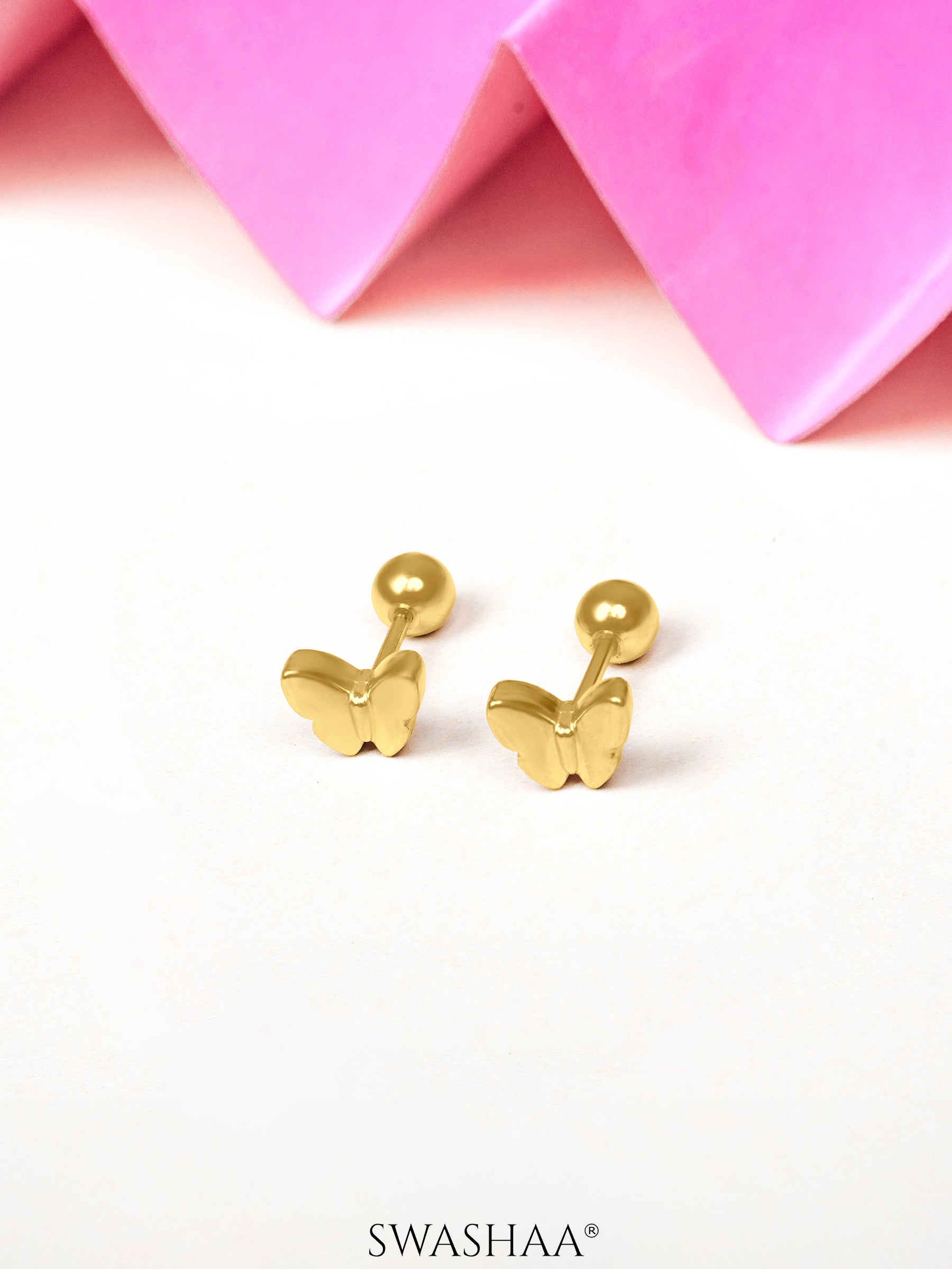 Bill Butterfly 18K Gold Plated Kid's Earrings
