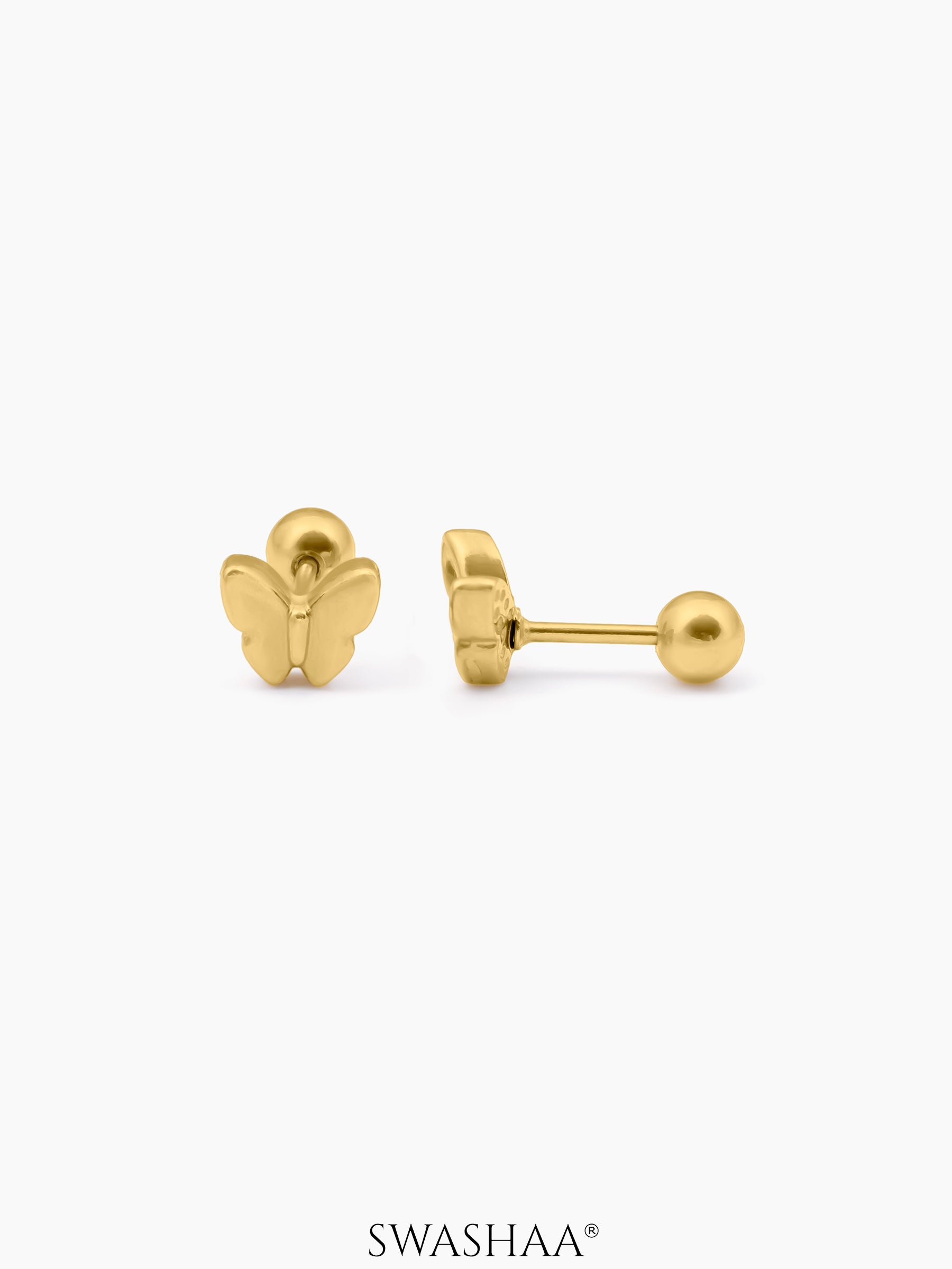 Bill Butterfly 18K Gold Plated Kid's Earrings Gold