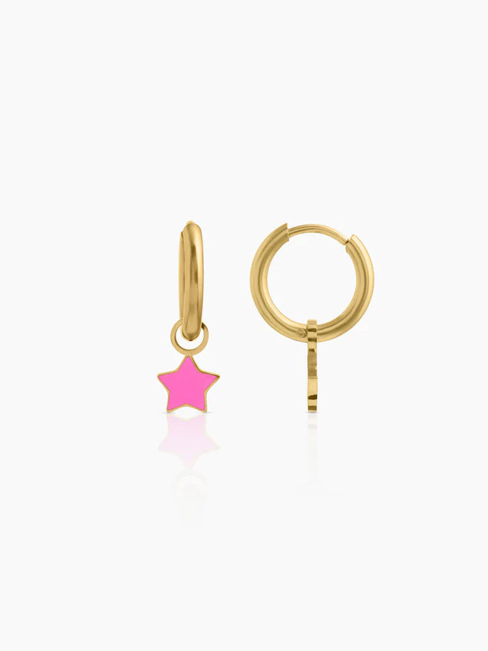 Binki Star Charm 18K Gold Plated Kid's Hoop Earrings Gold