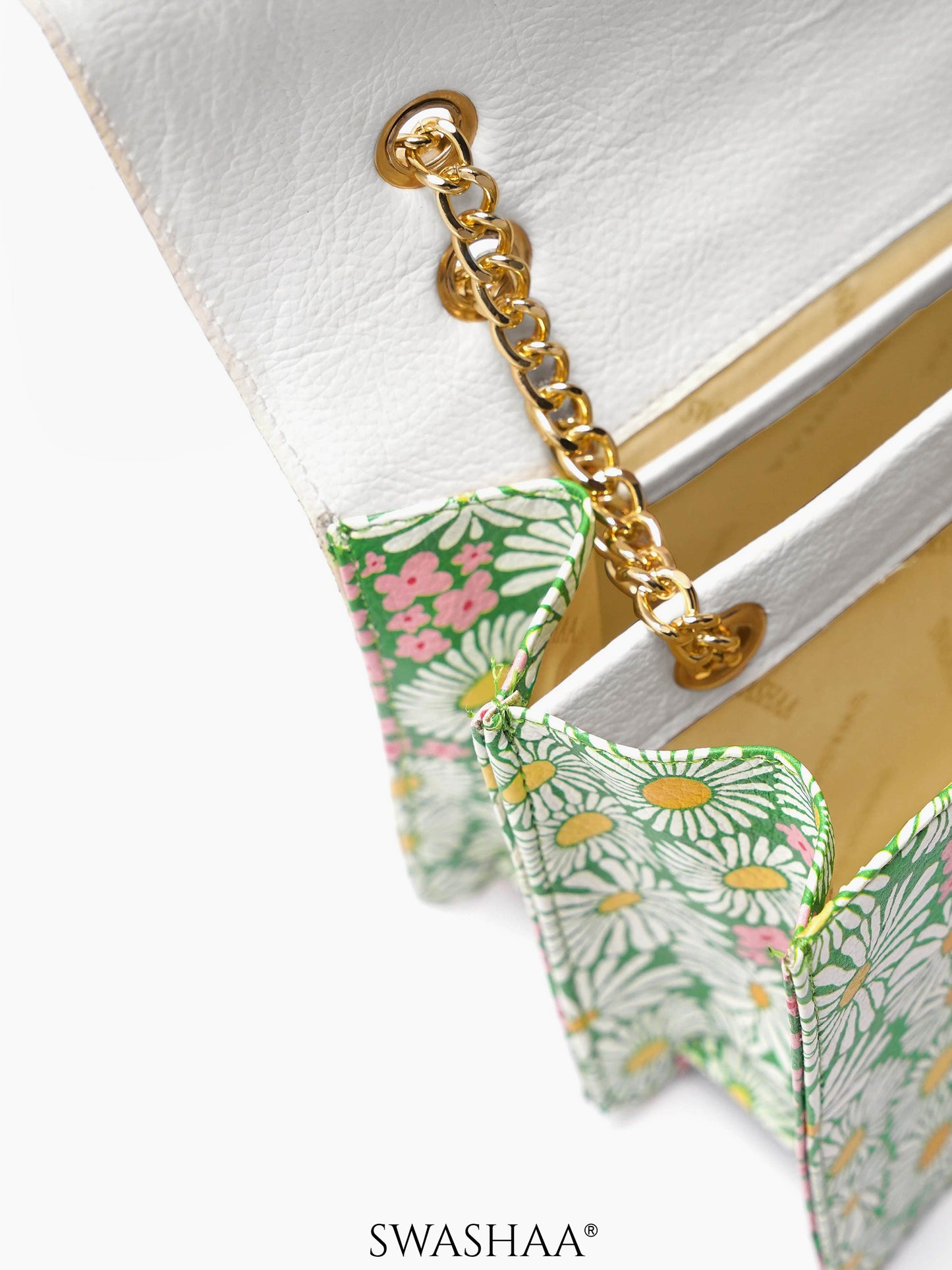 Blooming Bliss Green Leather Sling Bag