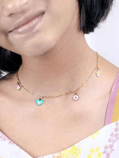 Blossom Love Charms 18K Gold Plated Kid's Necklace
