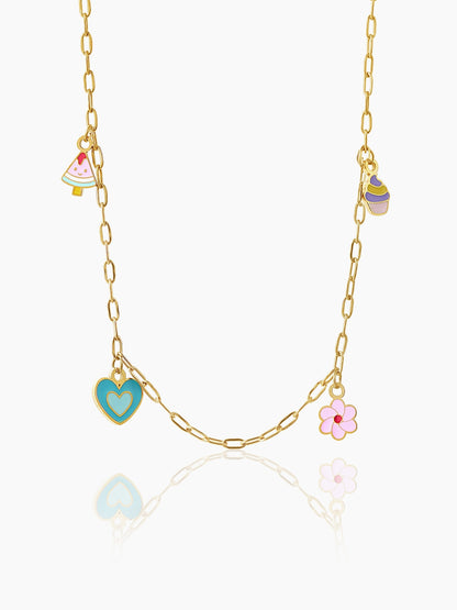 Blossom Love Charms 18K Gold Plated Kid's Necklace Gold