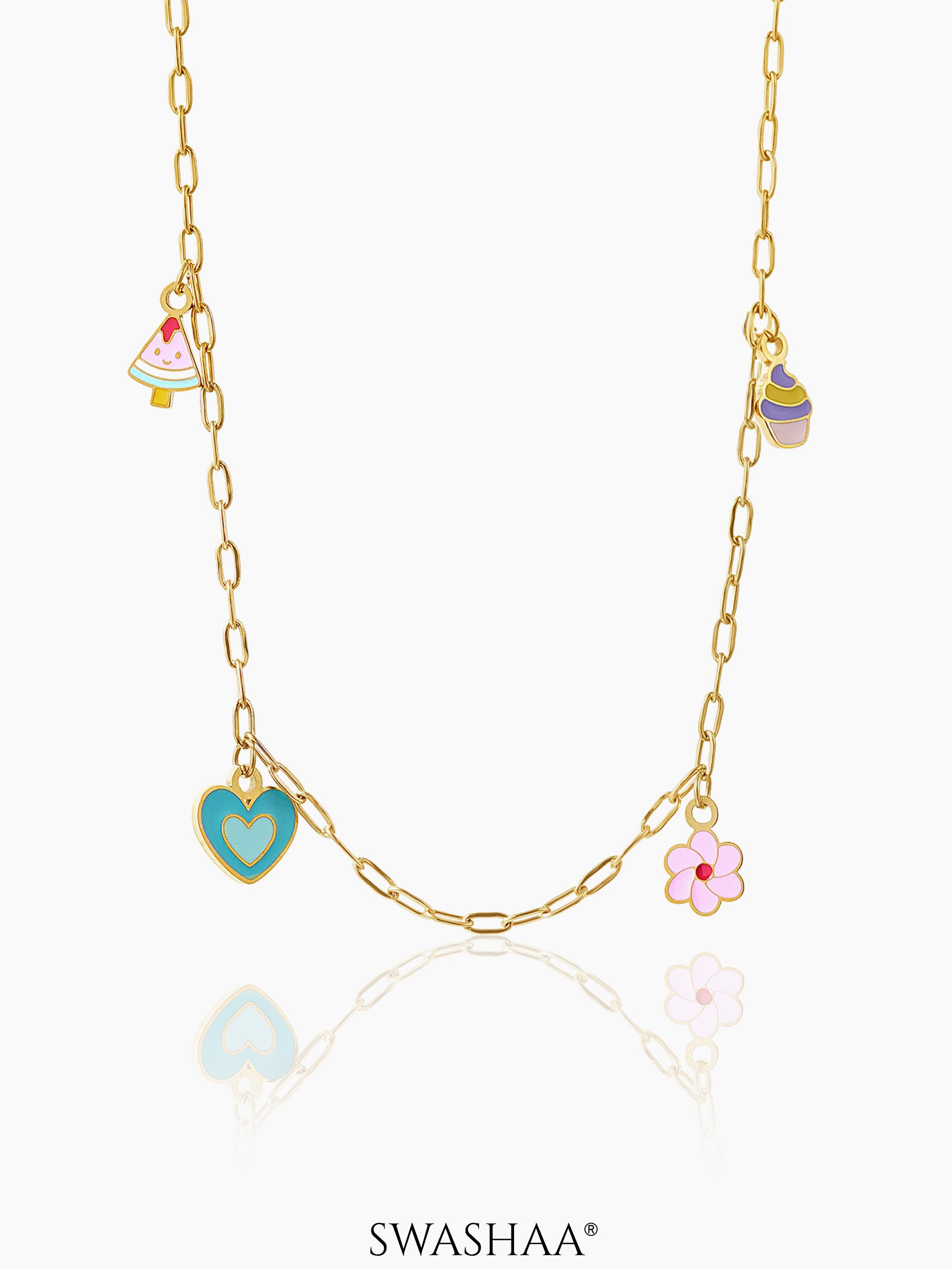 Blossom Love Charms 18K Gold Plated Kid's Necklace