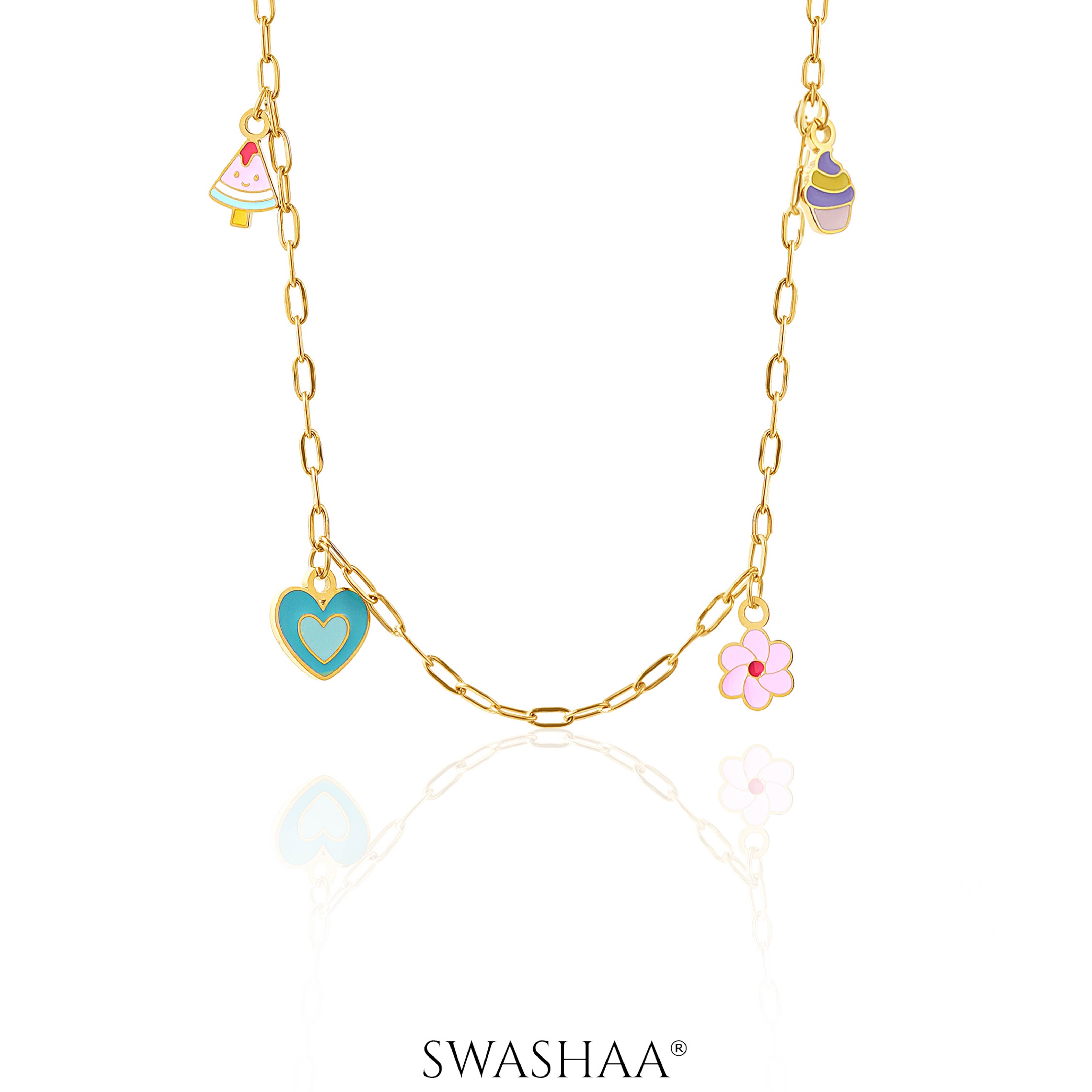 Blossom Love Charms 18K Gold Plated Kid's Necklace Gold