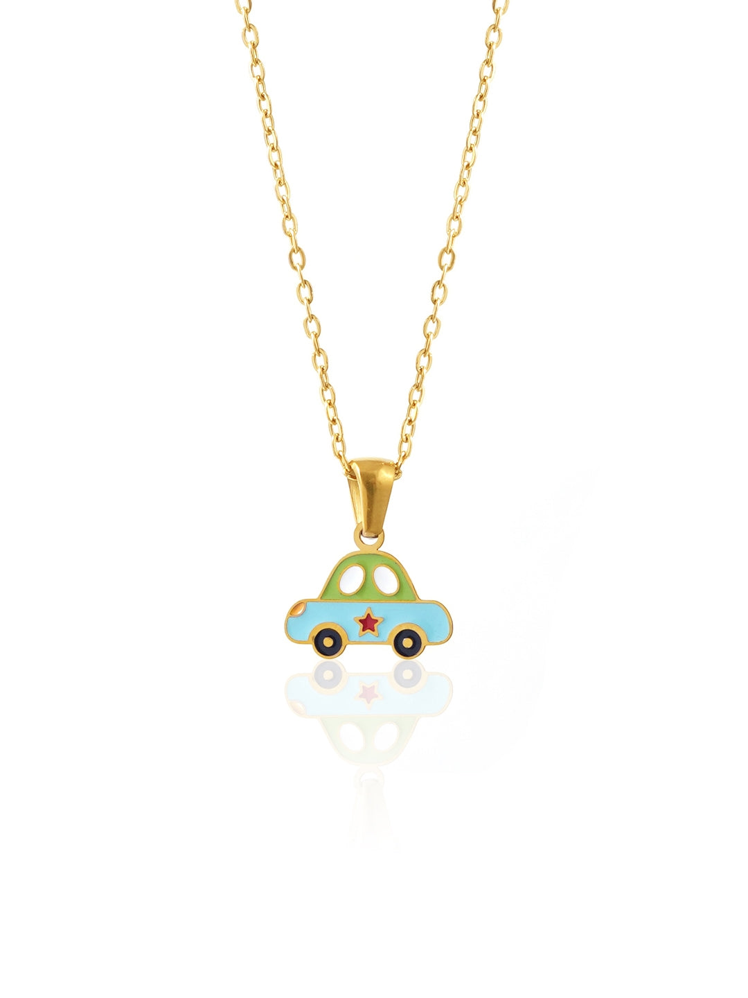 Blue Car 18K Gold Plated Kid's Pendant Necklace Gold