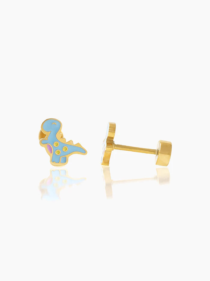 Blue Dina 18K Gold Plated Kid's Earrings Gold