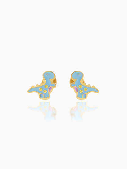 Blue Dina 18K Gold Plated Kid's Earrings