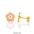 Blush Pink Flower Charm 18K Gold Plated Kid's Earrings Gold