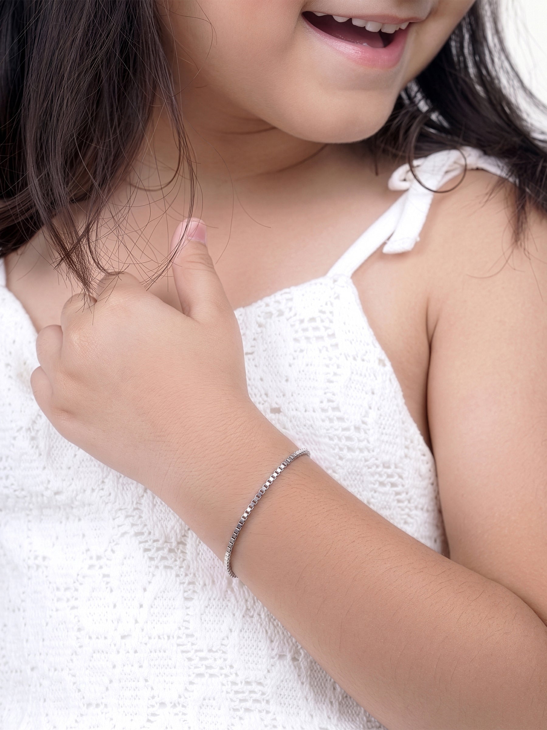 Box Chain Silver 2 MM Kid's Bracelet