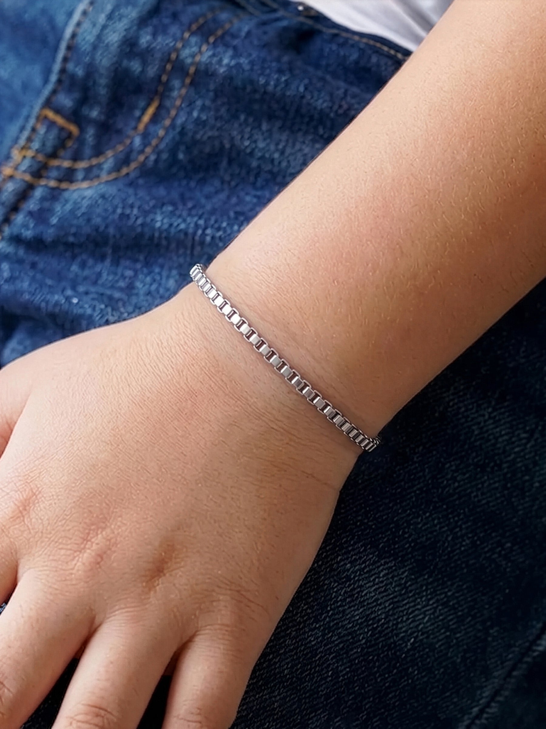 Box Chain Silver 2 MM Kid's Bracelet