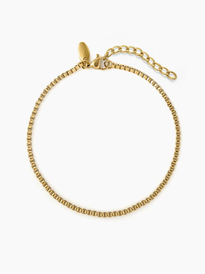 Box Chain 18K Gold Plated 2 MM Kid's Bracelet Gold