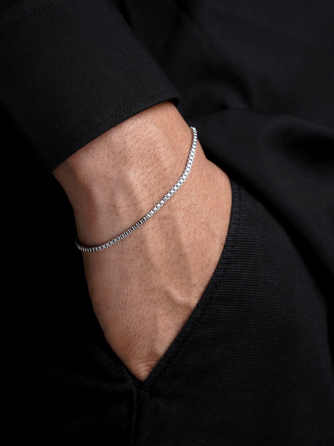 Box Chain 2 MM Silver Men's Bracelet